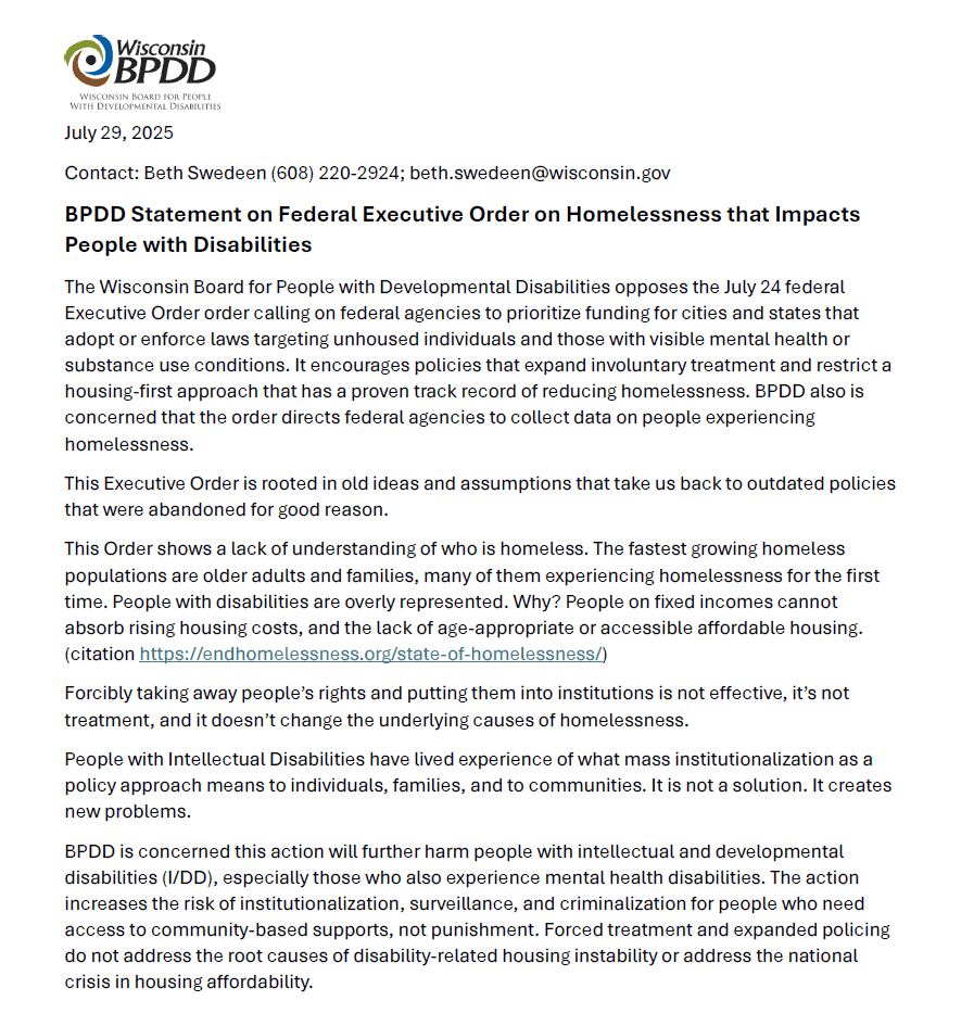 Statement from BPDD on Executive Order from July 24